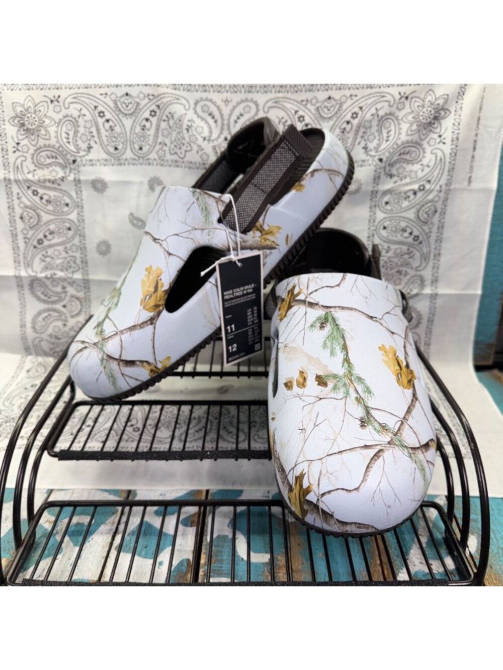NEW Nike Calm Mule x RealTree "Snow Camo" Men's Size 11 Sandal IB2455-201 RARE